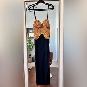 Glamorous Black and Gold Maxi Dress